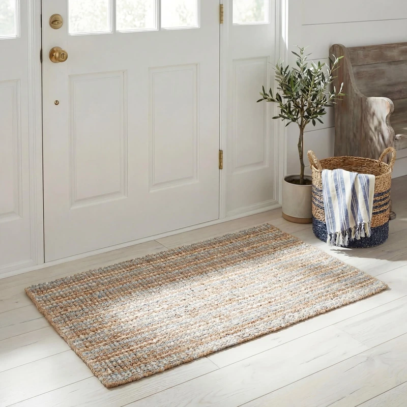 Safavieh Natural Fiber Rug for Living Room, Dining Room, Bedroom - Natural Fiber Collection, Short Pile, in Grey and Natural, 76 X 122 cm - Image 1