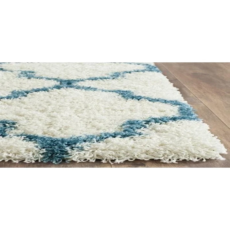 Safavieh Shaggy Indoor Woven Rectangle Area Rug, Kids Shag Collection, SGK569, in Ivory/Blue, 91 x 152 cm for Living Room, Bedroom or Any Indoor Space