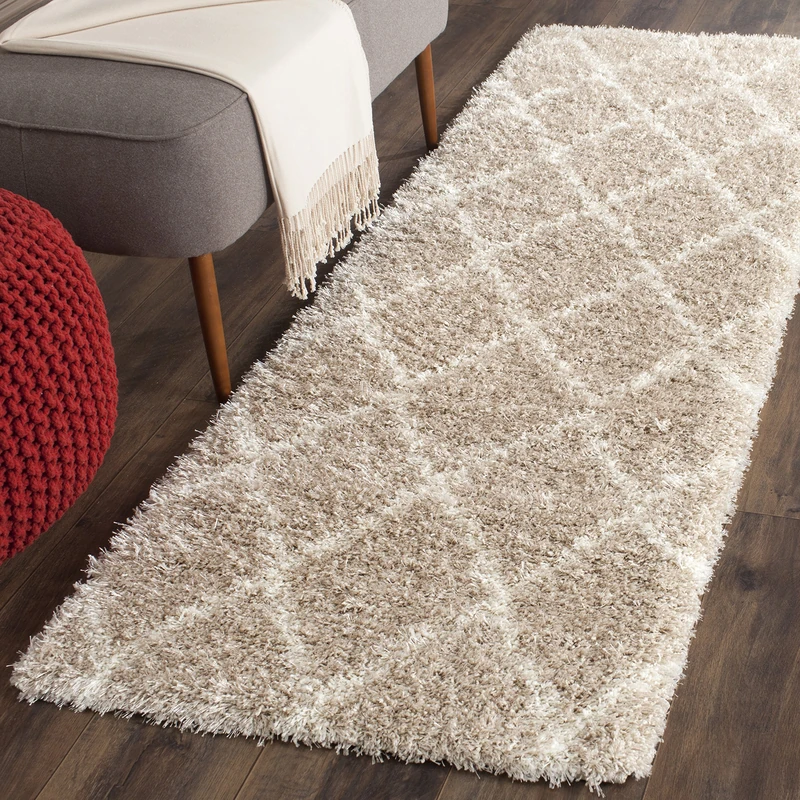 Safavieh Shaggy Indoor Woven Runner Area Rug, Montreal Shag Collection, SGM831, in Beige / Ivory, 69 X 213 cm for Living Room, Bedroom or Any Indoor Space