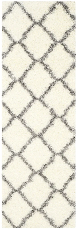 Safavieh Shaggy Indoor Woven Rectangle Area Rug, Montreal Shag Collection, SGM866, in Ivory / Grey, 69 X 152 cm for Living Room, Bedroom or Any Indoor Space