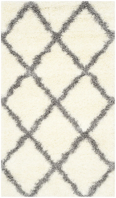 Safavieh Shaggy Indoor Woven Rectangle Area Rug, Montreal Shag Collection, SGM866, in Ivory / Grey, 91 X 152 cm for Living Room, Bedroom or Any Indoor Space