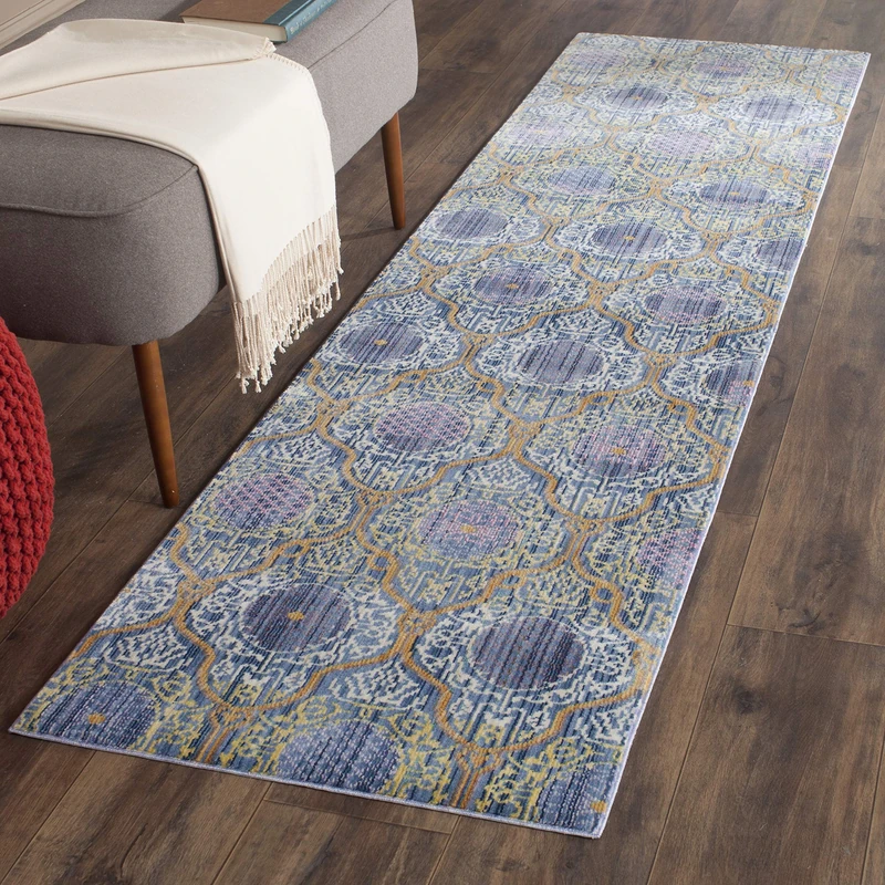 Safavieh Craft Art-Inspired Indoor Woven Runner Area Rug, Valencia Collection, VAL106, in Lavender / Gold, 69 X 244 cm for Living Room, Bedroom or Any Indoor Space