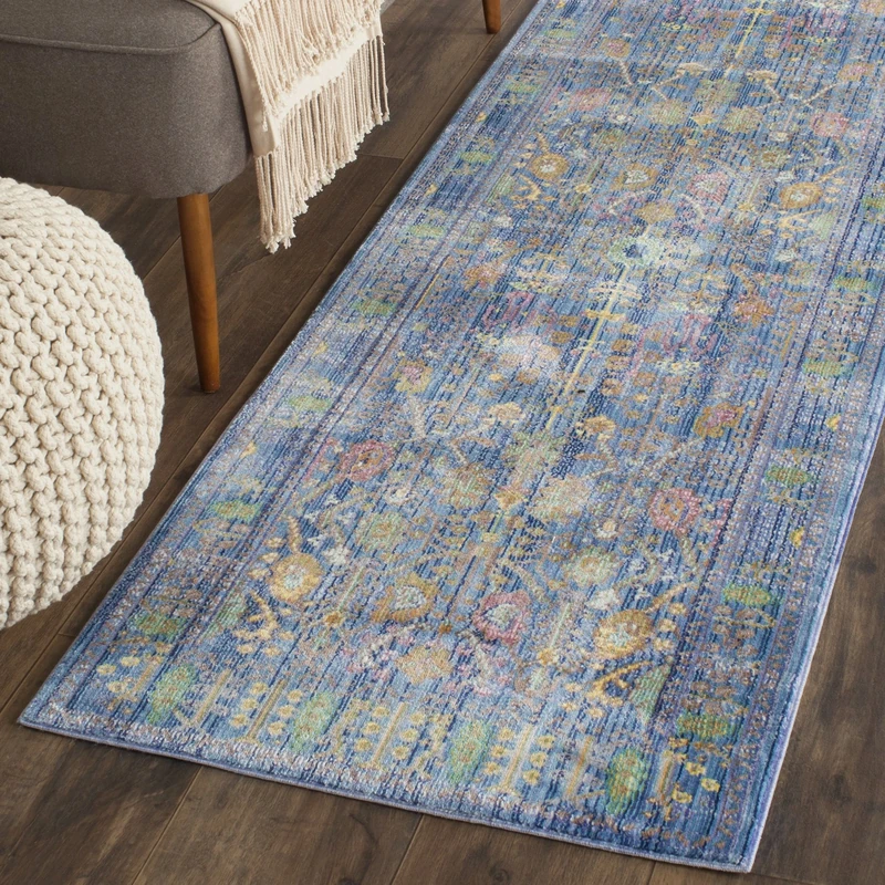 Safavieh Craft Art-Inspired Indoor Woven Runner Area Rug, Valencia Collection, VAL108, in Blue / Multi, 69 X 244 cm for Living Room, Bedroom or Any Indoor Space