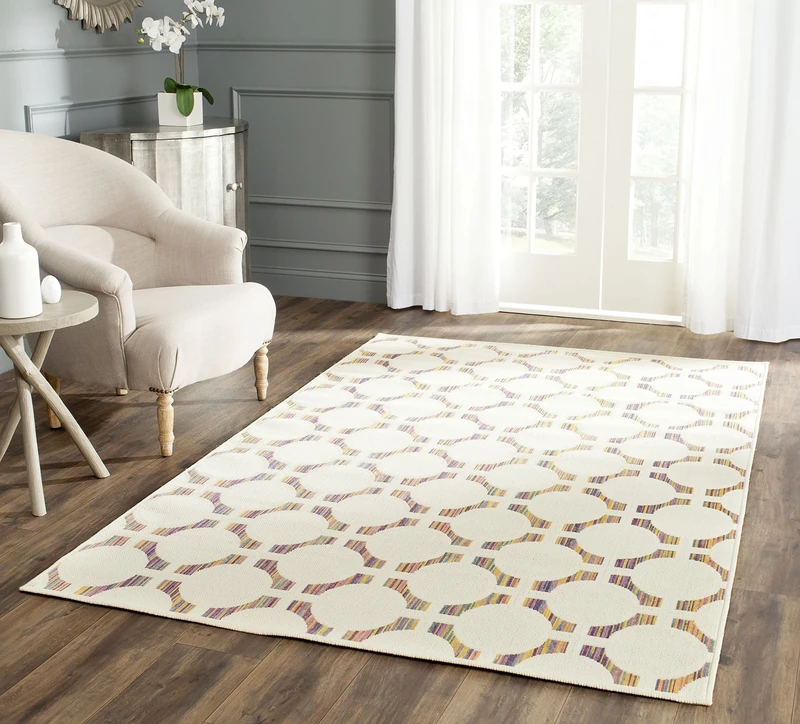 Safavieh Contemporary Indoor Woven Rectangle Area Rug, Havana Collection, HAV211, in Natural / Multi, 122 X 170 cm for Living Room, Bedroom or Any Indoor Space