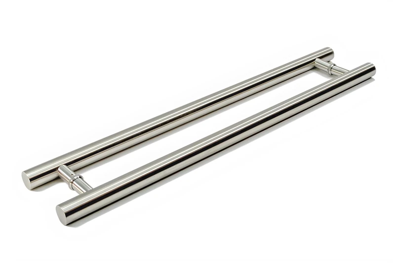 24 Inch Modern Stainless Steel Push Pull Door Handles Brush Nickel Satin Finish, Contemporary Front Door Handle for Interior Exterior Home Bedroom Bathroom Patio Office Entrance Doors, Cylindrical Bar