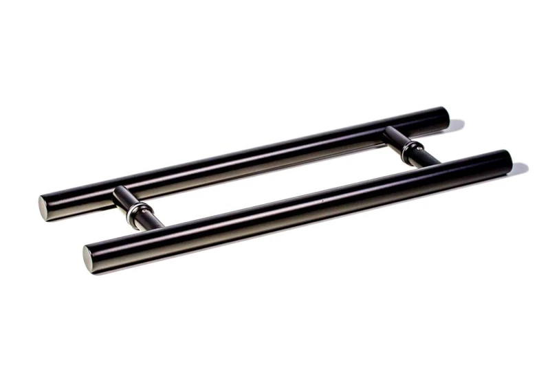 KEYTIGER 36 Inch Long Modern Stainless Steel Matte Black Door Pulls Interior Exterior Back-to-Back Door Handles for Sliding Glass Shower Doors Barn Doors Wood Glass Metal, Round Shape Bar, 3' Handle