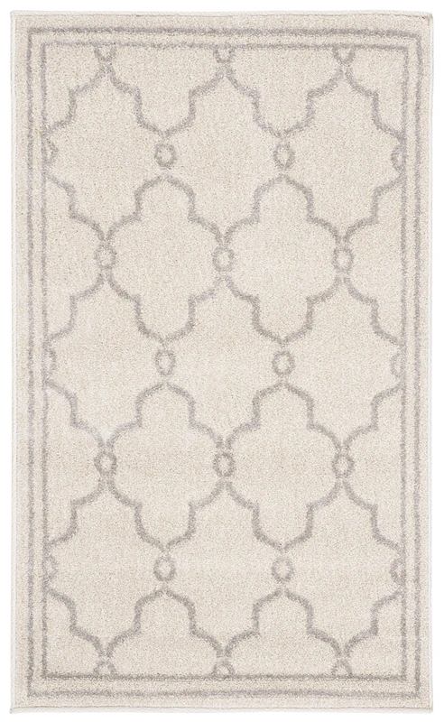 Safavieh Trellis Indoor/Outdoor Woven Rectangle Area Rug, Amherst Collection, AMT414, in Ivory / Light Grey, 76 X 122 cm for Garden, Patio or Any Outdoor Space - Image 1