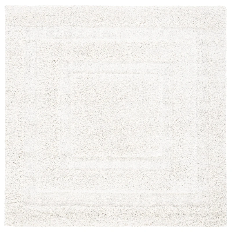Safavieh Shag Rug for Living Room, Dining Room, Bedroom - Florida Shag Collection, High Pile, in Creme and Creme, 122 X 122 cm