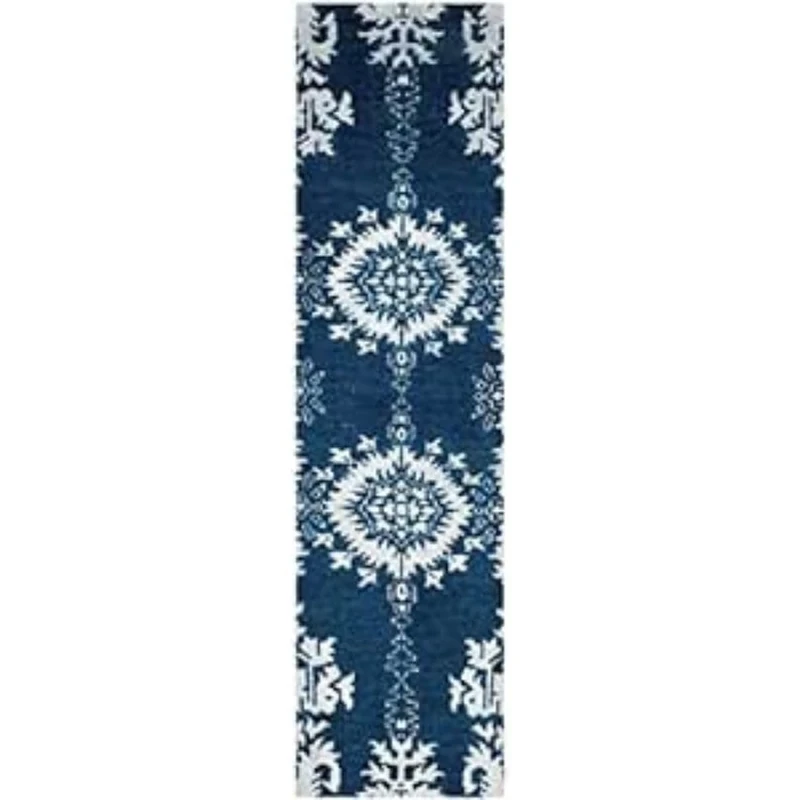 Safavieh Trendy Transitional Indoor Hand Knotted Rectangle Area Rug, Stonewash Collection, STW204, in Charcoal, 152 X 244 cm for Living Room, Bedroom or Any Indoor Space