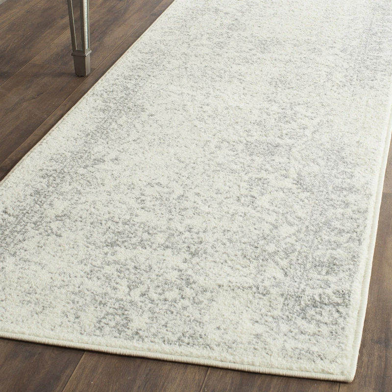 Safavieh Distressed Vintage Indoor Woven Runner Area Rug, Adirondack Collection, ADR109, in Ivory / Silver, 76 X 244 cm for Living Room, Bedroom or Any Indoor Space