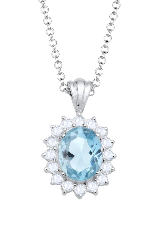 Elli Women's 925 Sterling Silver Xilion Cut Topaz Necklace with Pendant of Length 45 cm