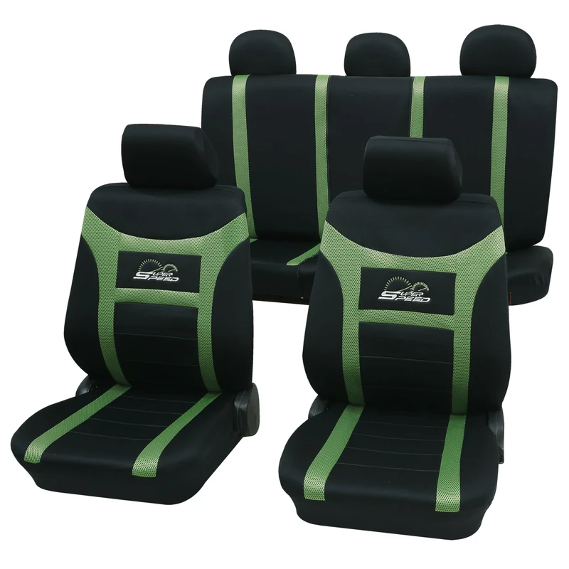 PETEX Car Seat Covers Universal Complete Set 11-Piece Super Speed Green Eco Class with SAB 1 Vario