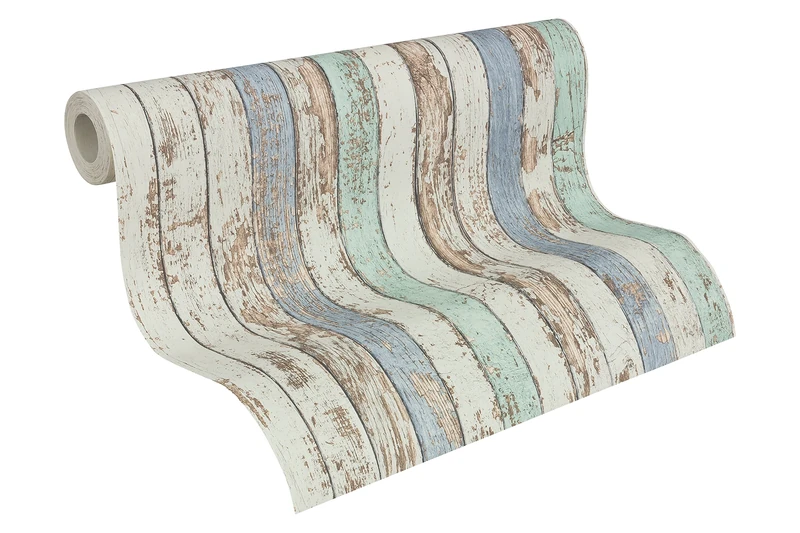 A.S. Création Wood Wallpaper Elements Non-Woven Wallpaper 10.05 m x 0.53 m White Brown Blue Made in Germany 959141 95914-1