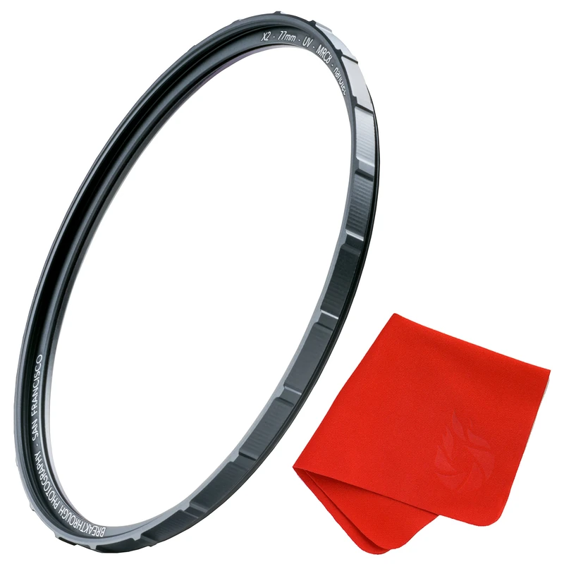 77mm X2 UV Filter for Camera Lenses - UV Protection Photography Filter with Lens Cloth - MRC8, Nanotech Coatings, Ultra-Slim, Traction Frame, Weather-Sealed by Breakthrough Photography