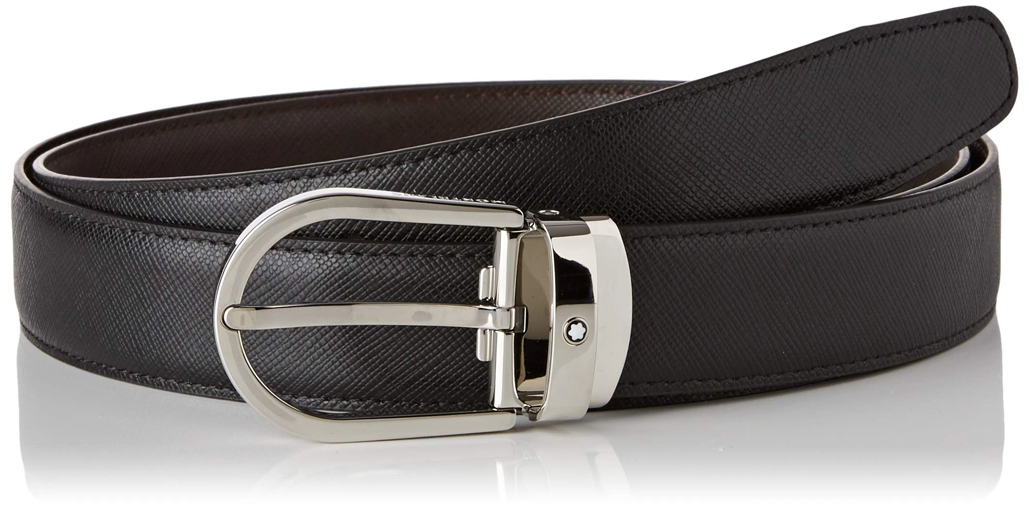 Montblanc Men's Cinturón Ejecutivo Reversible Cortado A La Medida - Cinturón, 3 Belt Not Applicable, Multicolour (Negro/Marrón 000), 46 (Manufacturer Size: Única)