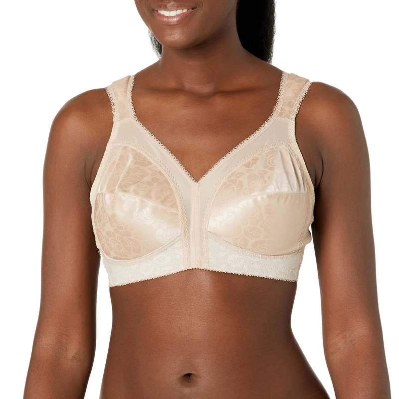 Playtex Women's 18 Hour Comfort-Strap Wireless Bra, Full-Coverage Bra with 4-Way TruSupport, Single & 2-Pack, Cafe Au Lait (Nude), 44DD
