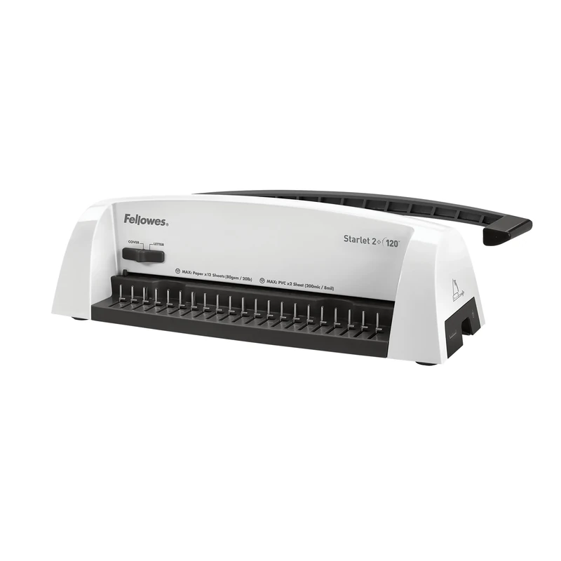 Fellowes Starlet 2+ Binding Machine - 12 Sheet Punch Capacity for A4 Documents - Manual Comb Binding Machine - 120 Sheet Binding Capacity - Ideal for Home Office