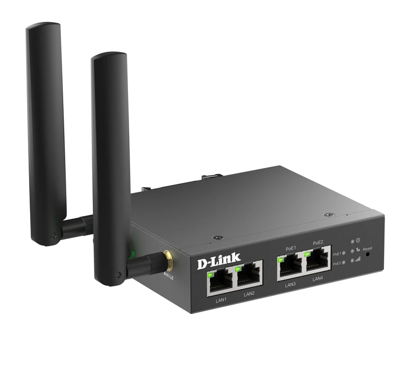 D-Link DWM-314-TP 4G Multi-Connect PoE Modem Router | Industrial-Grade LTE Cat.4, Dual PoE+ Ports, 4-Port Ethernet Switch, VPN Security, Wide Temp & Humidity Tolerance, DIN-Rail Mount