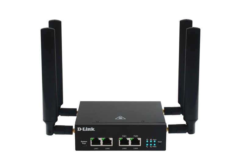D-Link DWM-314-GP 5G M2M VPN PoE Router, Rugged Industrial, 5G NR, IoT Gateway, Dual-SIM, Remote Monitoring, SA, NSA, 4G LTE Cat 19, 4 GbE Ports, 802.3at PoE+, OpenVPN/WireGuard Client, 48~57V DC