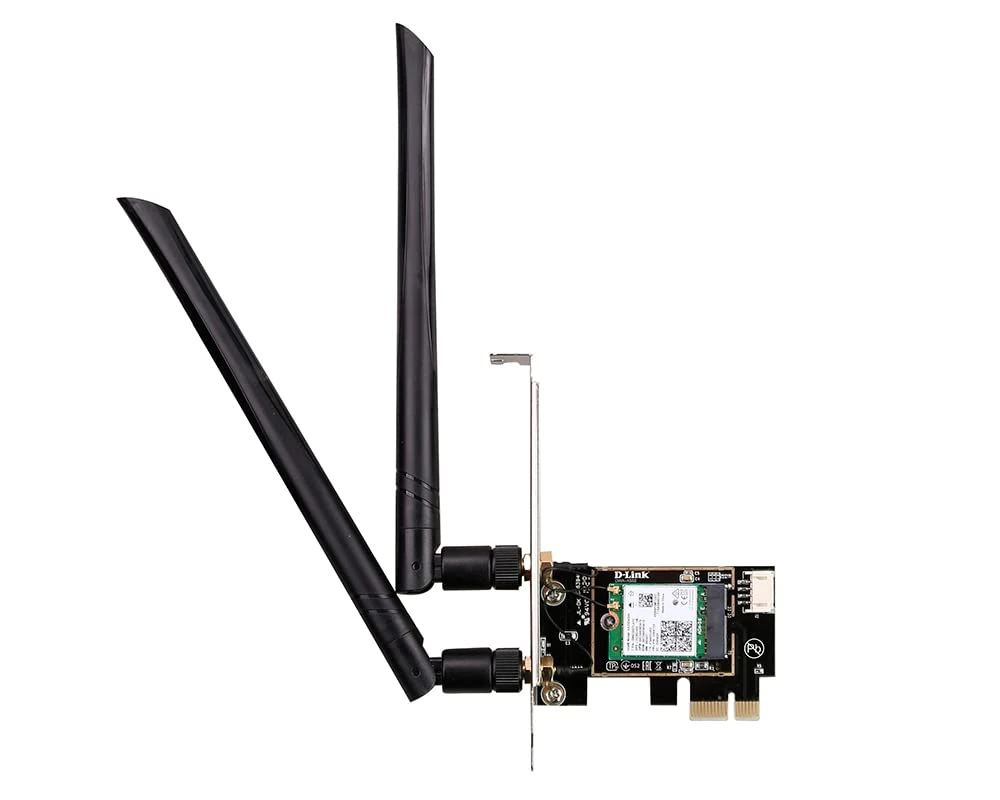 D-Link DWA-X582 AX3000 Wi-Fi 6 PCIe Adapter with Bluetooth 5.0, MU-MIMO, Dual Band, Detachable High-Gain Antennas, WPA3, With Low Profile Bracket, Compatible with Windows
