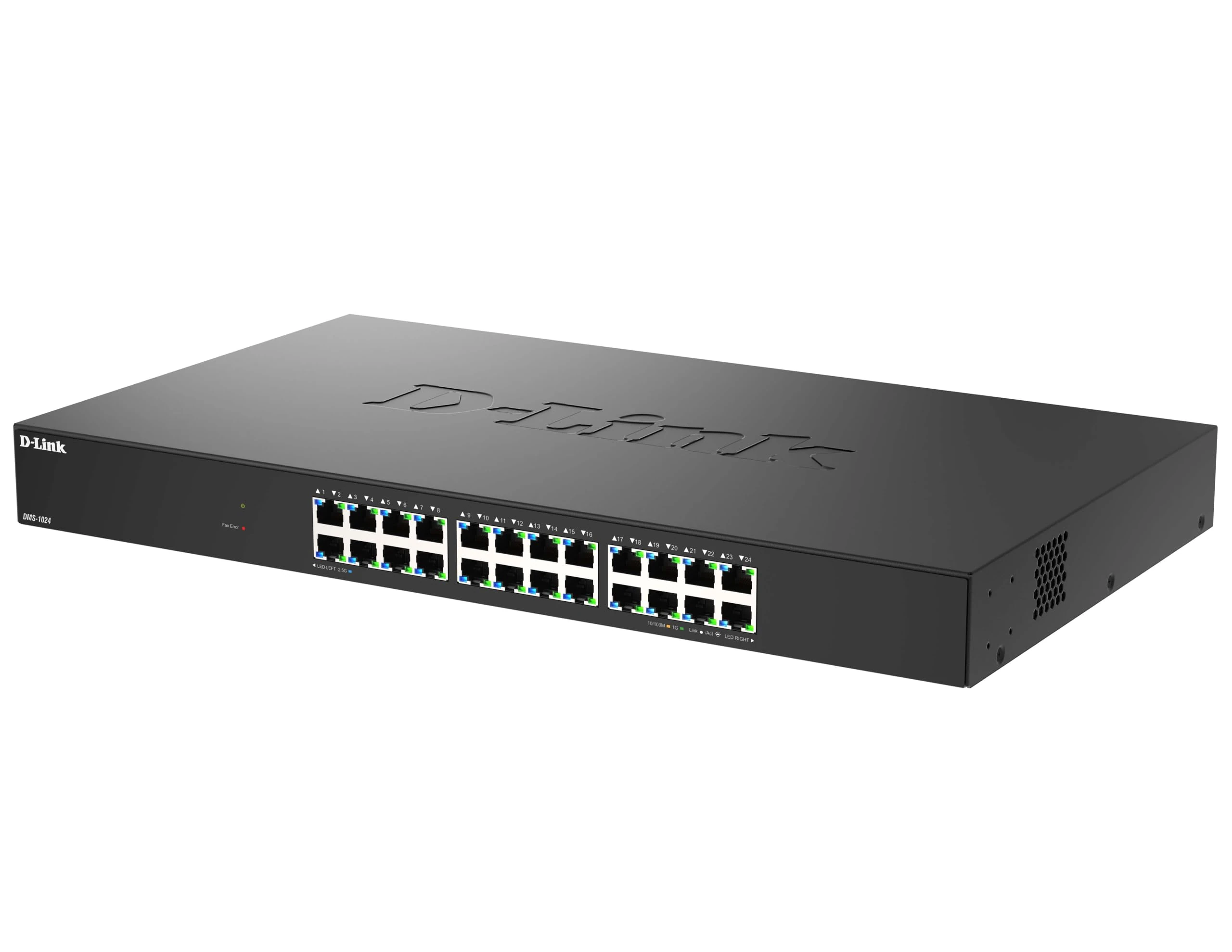 D-Link DMS-1024 24-Port Multi-Gigabit Unmanaged Switch – 2.5G Ethernet, Plug-and-Play, QoS, IGMP Snooping, EEE, Metal Housing, Rackmountable, Silent Operation