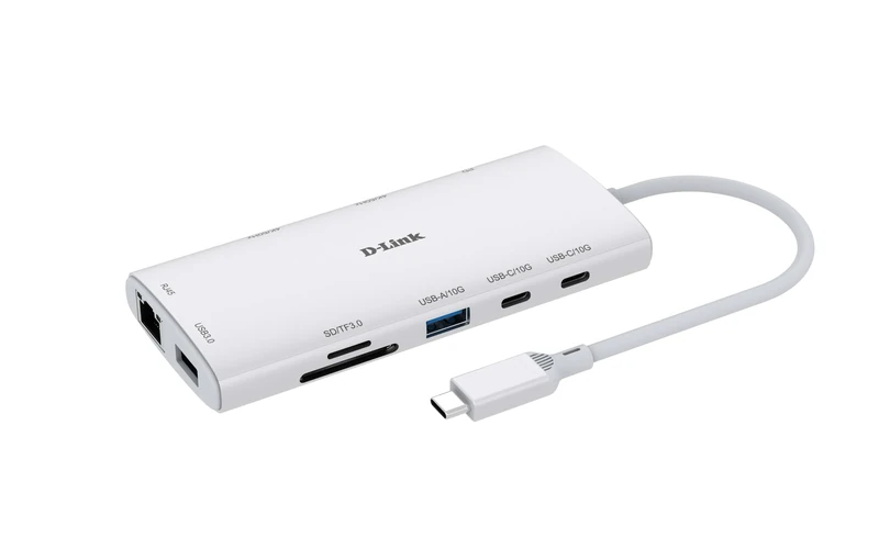 D-Link DUP-A01 10-in-1 USB-C Hub, Dual HDMI 4K@60Hz, USB 3.1 & 3.0 Ports, 100W PD Charging, SD/microSD, Gigabit Ethernet – Universal Docking Station for Windows, macOS, Android
