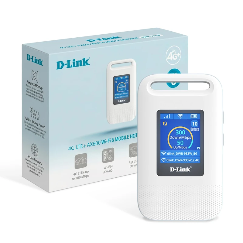 D-Link DWR-933W 4G LTE+ AX600 Wi-Fi 6 Mobile Hotspot, Portable SIM Router - Image 1