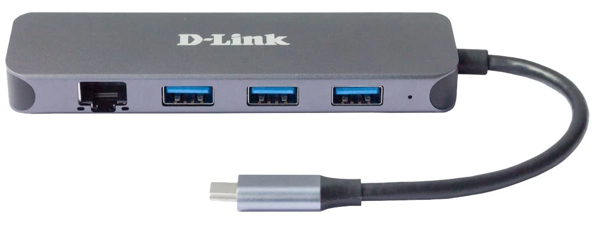 D-Link DUB-2334 5-in-1 USB-C Hub with Power Delivery (PD 60W), Gigabit Ethernet, 3 USB 3.0 Ports, for PC, MacBook Pro, MacBook Air, iPad Pro, Chromebook, Surface Pro and More