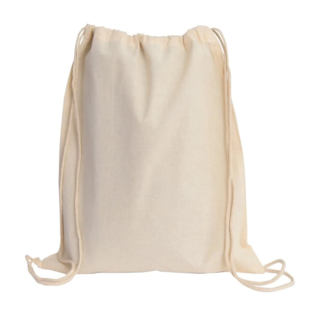 (36 Pack) Set of 36 Durable Cotton Drawstring Tote Bags (Natural)