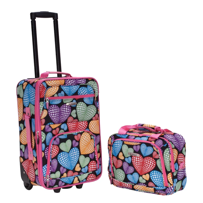 Rockland Fashion Softside Upright Luggage Set, New Heart, 2-Piece Set (14/19), Fashion Softside Upright Luggage Set