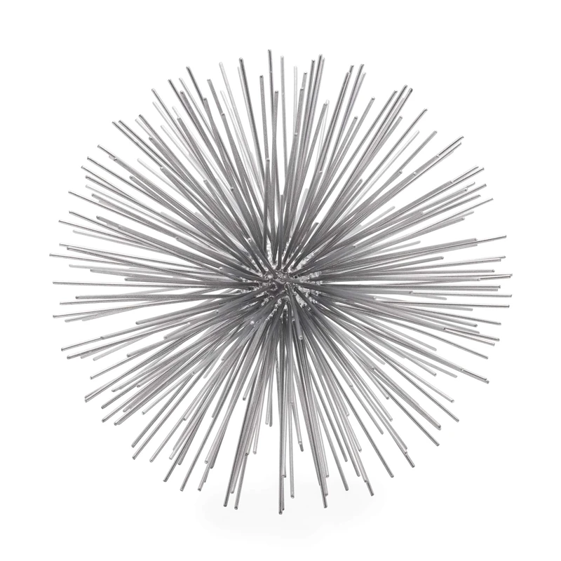 Torre & Tagus Sphere Metal 3D Starburst Table Geometric Tabletop Shelf Accents-Mid Century Modern Urchin Sculpture Home Decorative Object, Steel, Silver, L