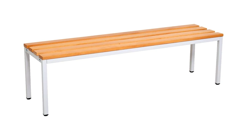furni24 Square Steel and Lacquered Hardwood Changing Bench Beech Grey 100cm x 42cm x 40cm