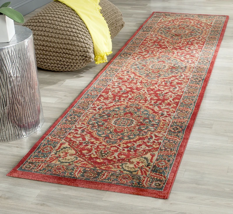 Safavieh Traditional Indoor Woven Runner Area Rug, Mahal Collection, MAH621, in Navy / Red, 66 X 244 cm for Living Room, Bedroom or Any Indoor Space