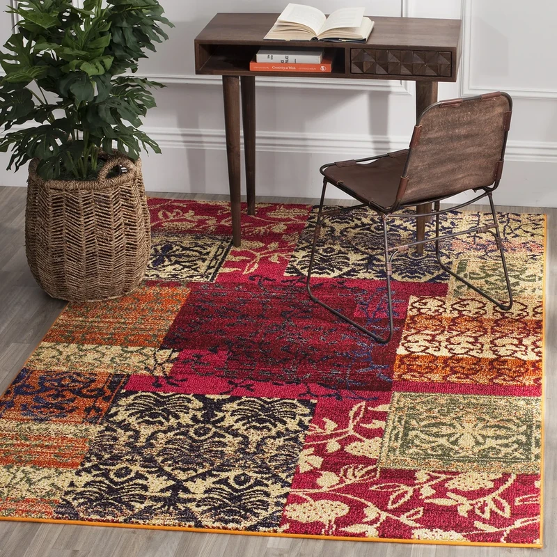 SAFAVIEH Boho Chic Rug for Living Room, Dining Room, Bedroom - Monaco Collection, Short Pile, in Multi, 201 X 279 cm