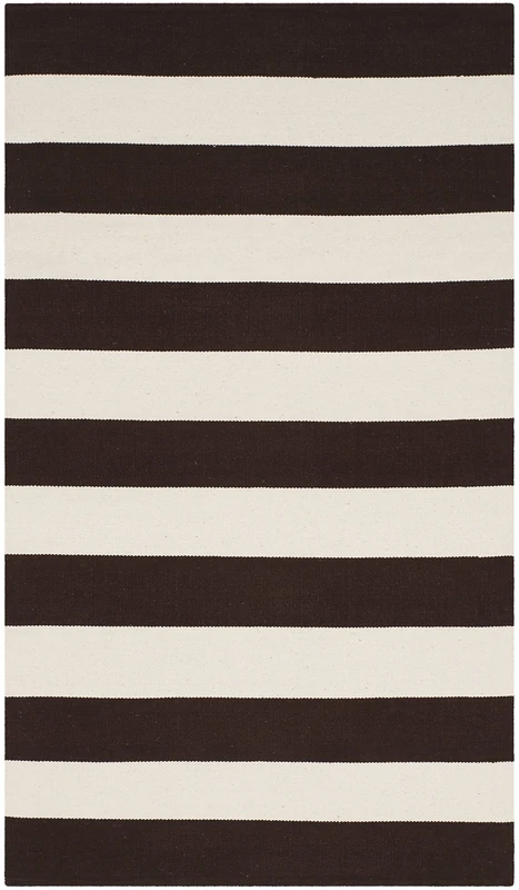 Safavieh Modern Indoor Flatweave Rectangle Area Rug, Montauk Collection, MTK712, in Chocolate / Ivory, 91 X 152 cm for Living Room, Bedroom or Any Indoor Space