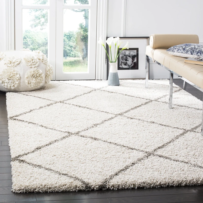 Safavieh Contemporary Square Area Rug, SGH281A, 200 X 200 cm in Ivory/Grey