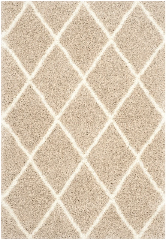 Safavieh Shaggy Indoor Woven Rectangle Area Rug, Montreal Shag Collection, SGM831, in Beige / Ivory, 160 X 229 cm for Living Room, Bedroom or Any Indoor Space