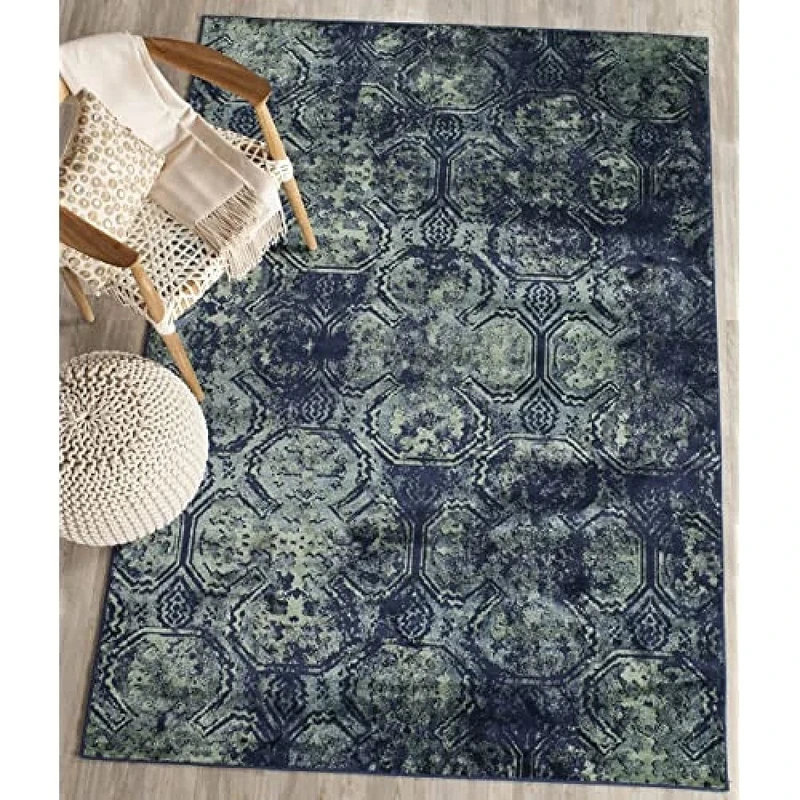 Safavieh Traditional Indoor Woven Rectangle Area Rug, Vintage Collection, VTG197, in Navy / Multi, 160 X 229 cm for Living Room, Bedroom or Any Indoor Space
