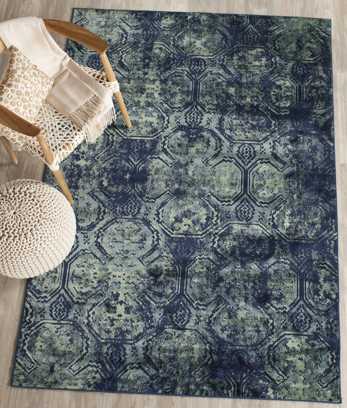 Safavieh Traditional Indoor Woven Rectangle Area Rug, Vintage Collection, VTG197, in Navy / Multi, 122 X 170 cm for Living Room, Bedroom or Any Indoor Space