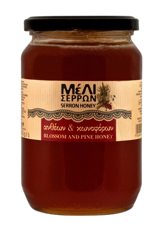 Meli Serron Blossom and Pine Greek Honey 920g glass jar