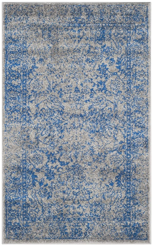 Safavieh Distressed Vintage Indoor Woven Rectangle Area Rug, Adirondack Collection, ADR109, in Grey/Blue, 91 X 152 cm for Living Room, Bedroom or Any Indoor Space
