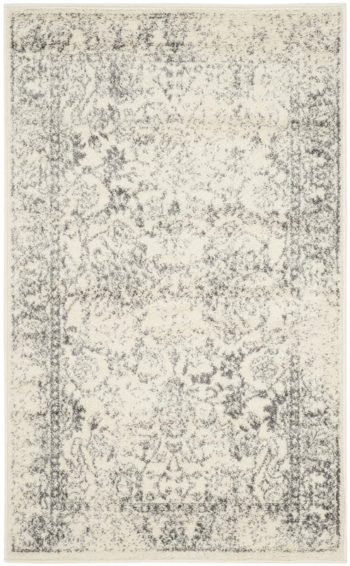 Safavieh Distressed Vintage Indoor Woven Rectangle Area Rug, Adirondack Collection, ADR109, in Ivory / Silver, 91 X 152 cm for Living Room, Bedroom or Any Indoor Space