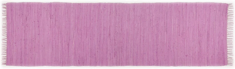 Theko Dhurry Rug 100% Cotton Flat Weave Rug Happy Cotton Handwoven Colour: Fuchsia 70 x 250 cm