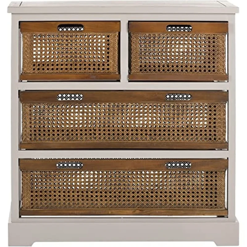SAFAVIEH Contemporary Wooden Storage Chest with 4 Drawers, in Grey, 35 X 75 X 75