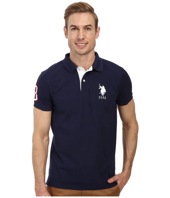 U.S. Polo Assn. Men's Short-Sleeve Polo Shirt with Applique, Classic Navy/White, XL