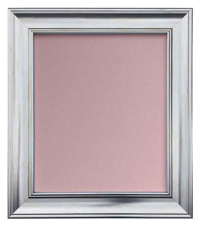 Scandi Distressed Silver Picture Photo frame with Pink Backing Board 24 x 20 inch (Plastic Glass)