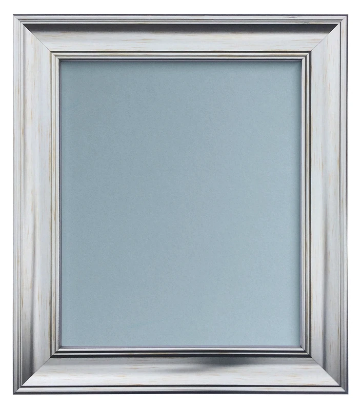 Scandi Distressed Silver Picture Photo frame with Blue Backing Board 60 x 80 cm (Plastic Glass)