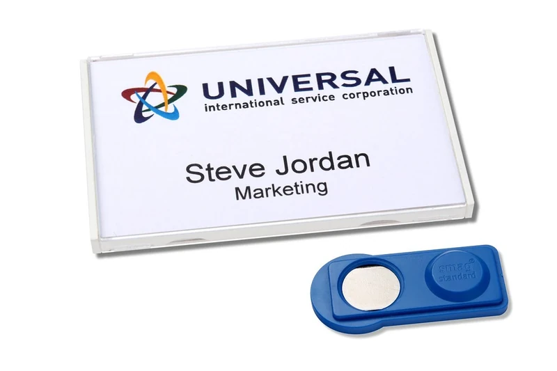 20 Magnetic Name Badges Vista® 40 "Classic" and Pressure Elbow, Pure White