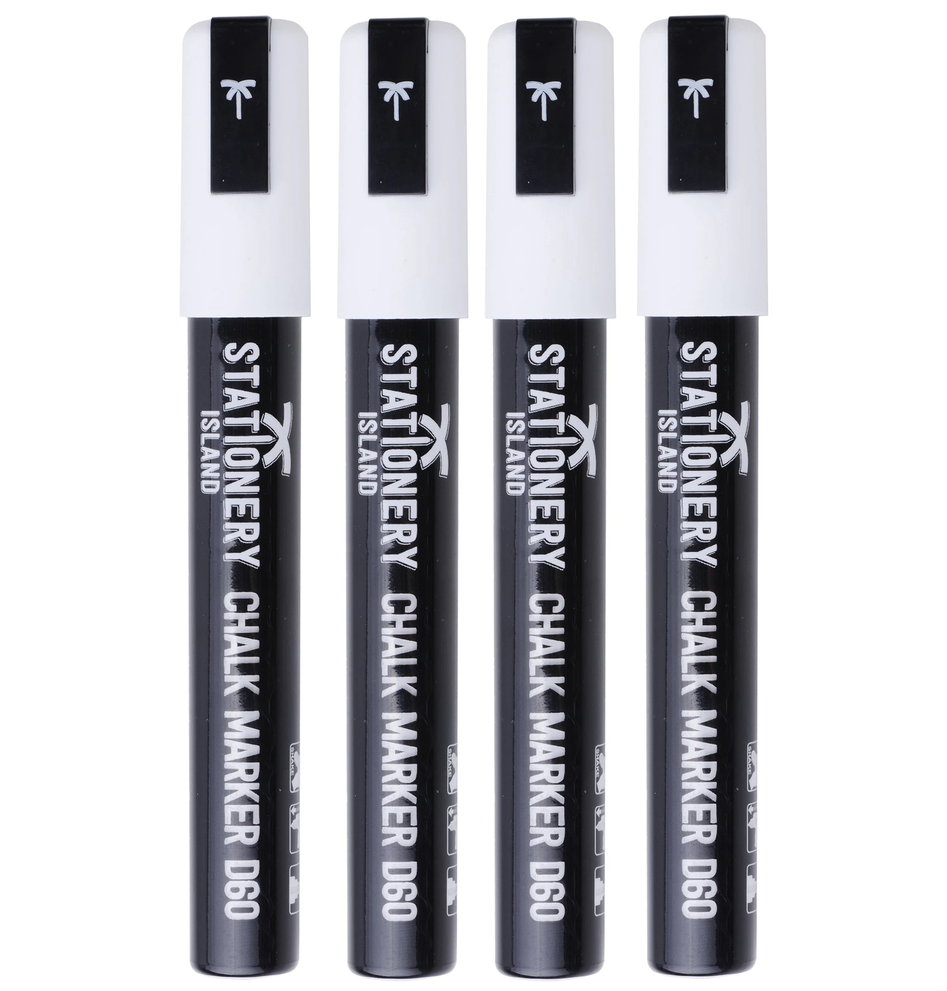 STATIONERY ISLAND Liquid Chalk Pens Marker White for blackboard Erasable Chalk Marker Pens Wipeable for Chalkboard, Window, Glass, Signs and mirror - 6mm Chisel Nibs (White Pack of 4)