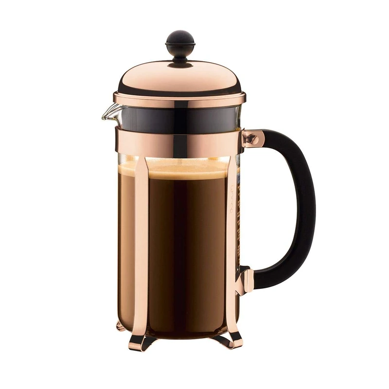 Bodum French Press Chambord - 1L / 8 Cup Copper Coffee Maker - Heat-Resistant & Stainless Steel Filter - BPA-Free Dishwasher Safe Cafetiere - Made in Portugal